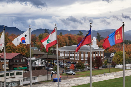 Flags Beneath Stormy Skies